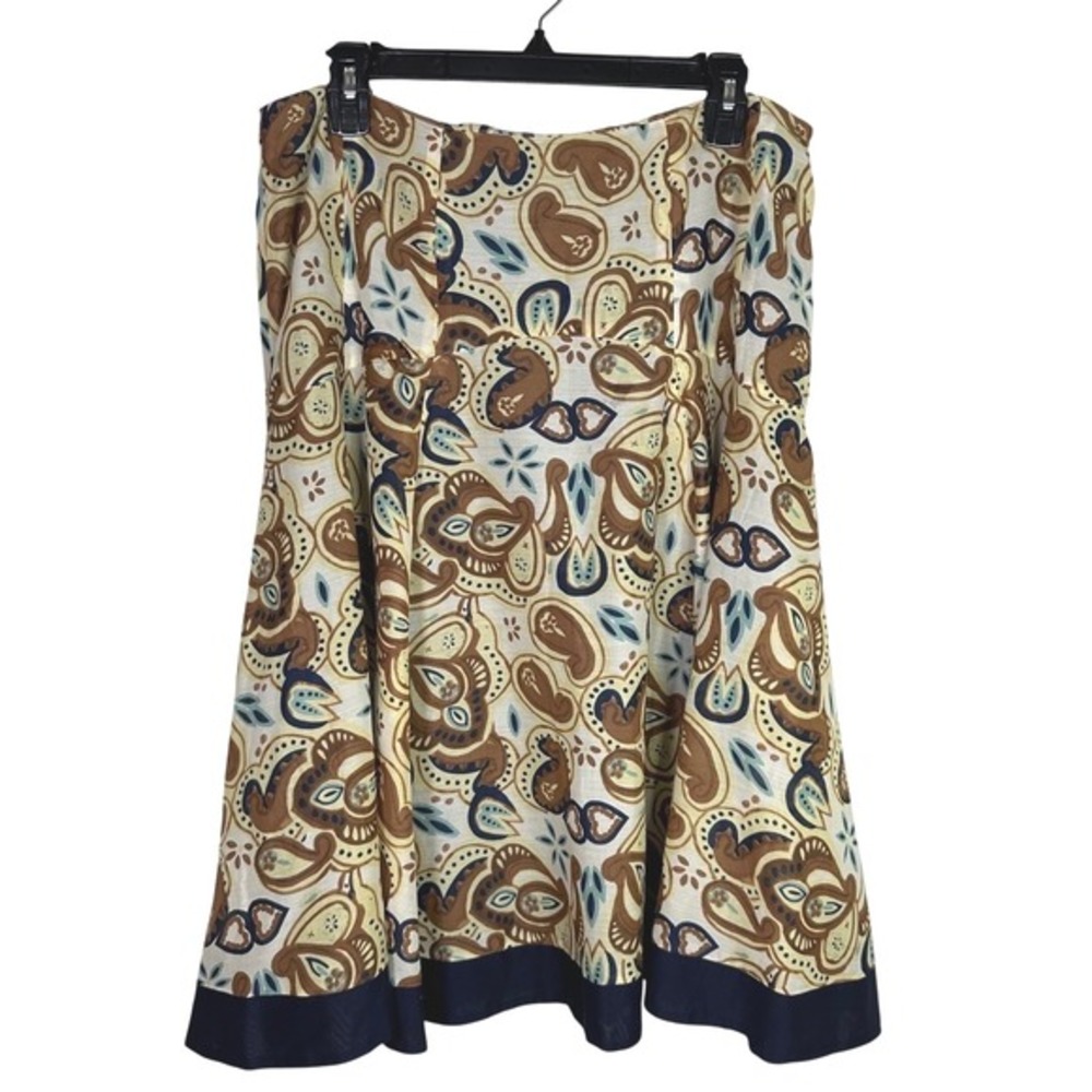 Anne Klein Paisley Silk Blend Midi Skirt Size 12 A-Line Boho - Picture 3 of 5